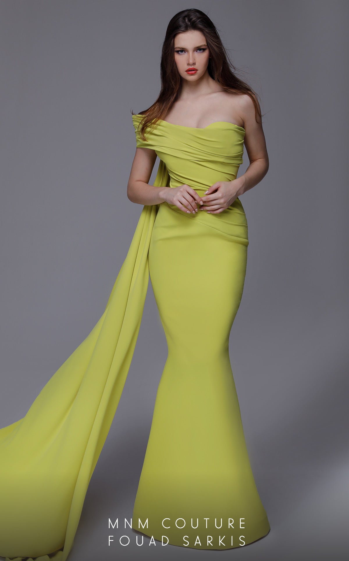 Fouad Sarkis 2718 Off-Shoulder Draped Mermaid Gown