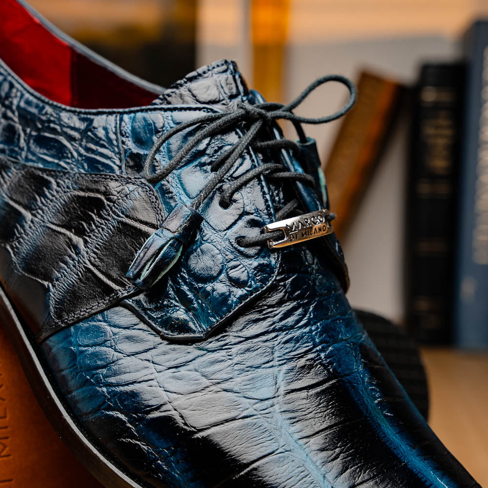 Marco Di Milano Fitipaldi: Rustic Navy Leather Loafers