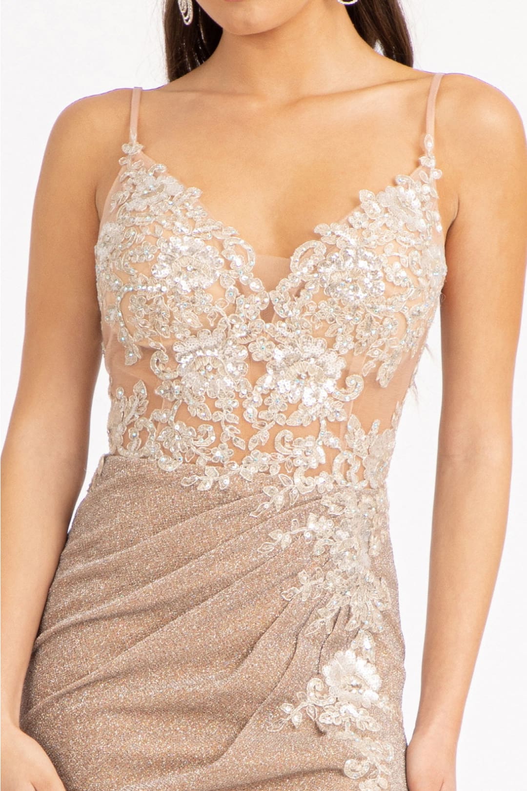 Fitted Long Glitter Slit Dress by Elizabeth KGL3030