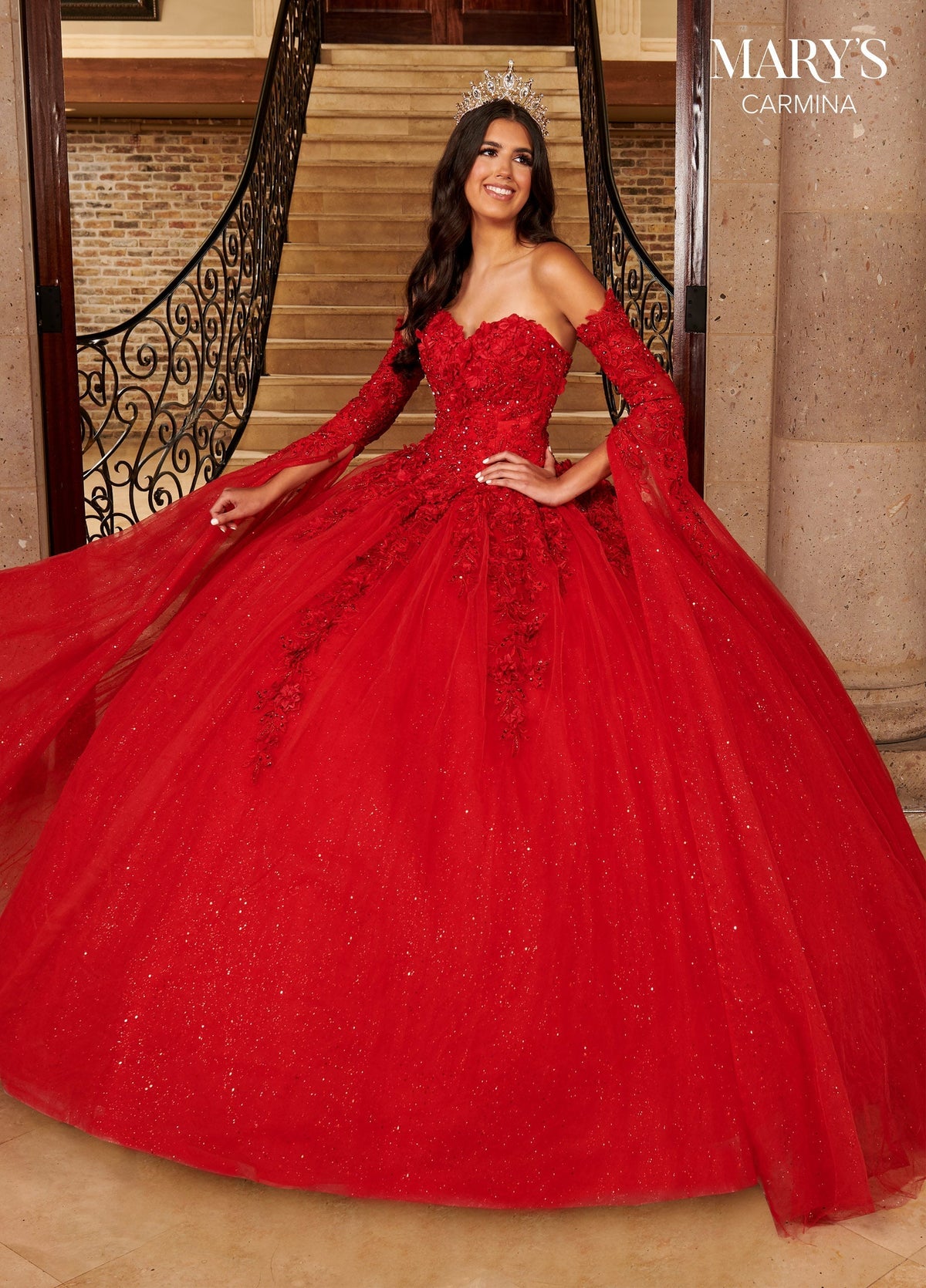 Mary's Bridal MQ1092 Floor Length Sleeve Quinceanera Dress