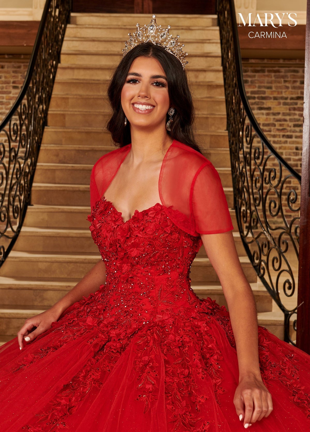 Mary's Bridal MQ1092 Floor Length Sleeve Quinceanera Dress