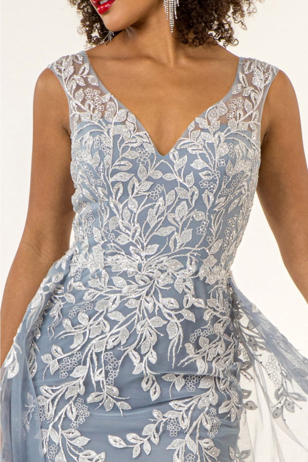Floral Embroidered Overskirt Gown by Elizabeth KGL1920