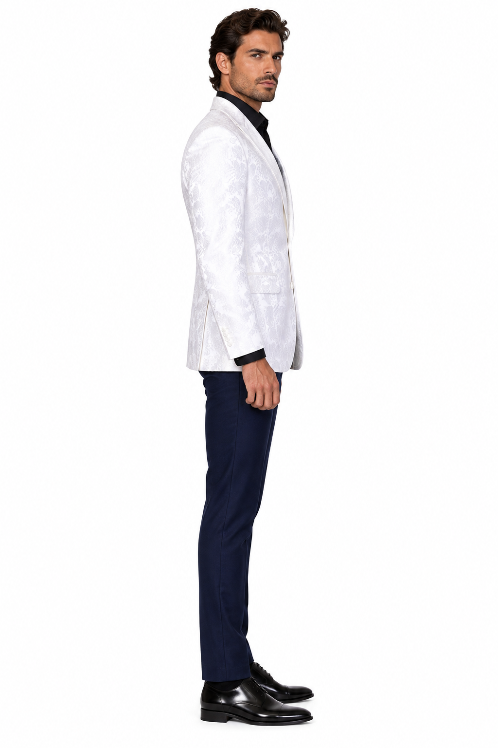 Floral Satin Shiny Flashy Silky Satin Stage Fancy Stage Party Party Dance Men's White Woven P A I S L E Y Sport Coat / Blazer