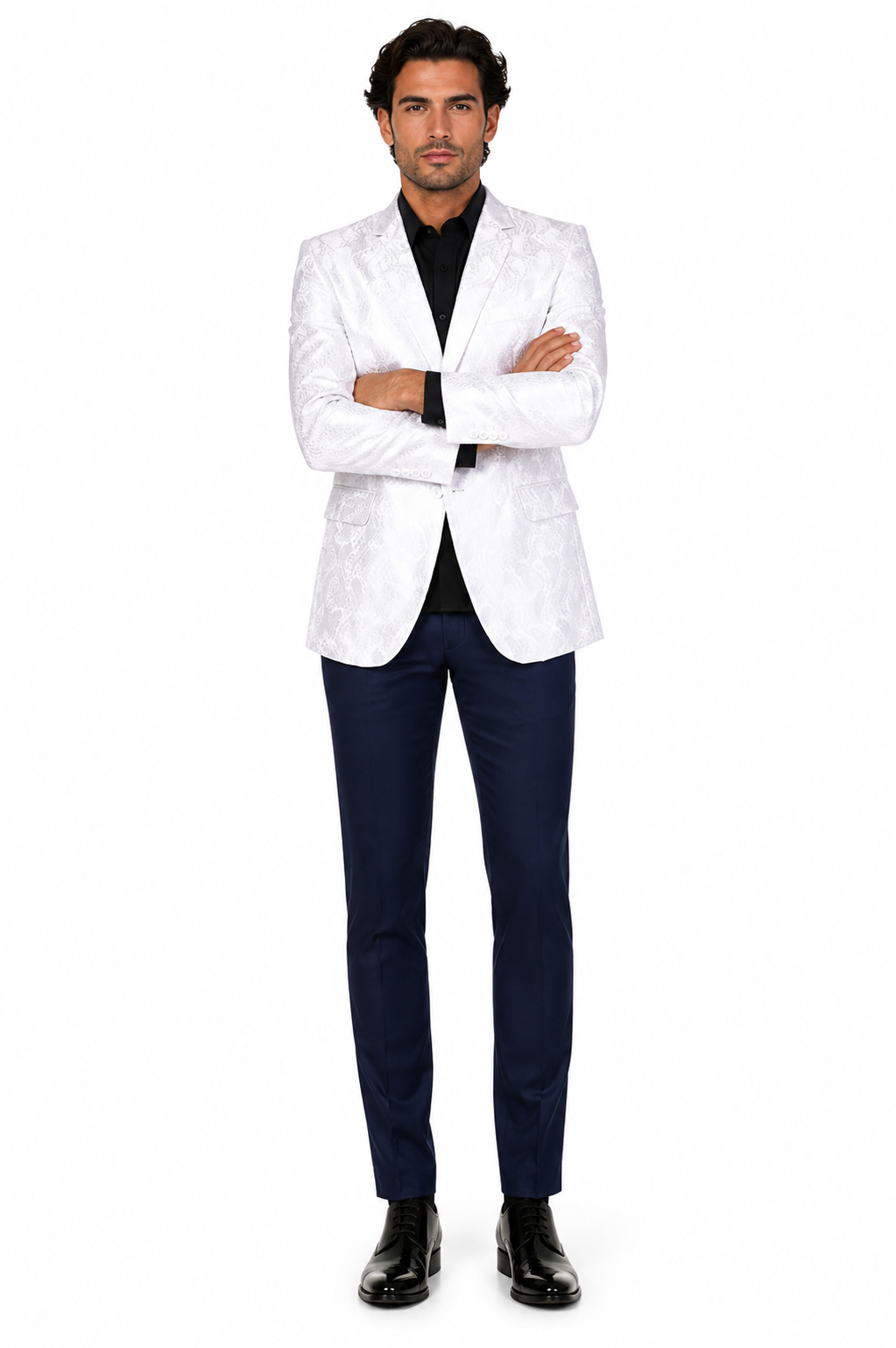 Floral Satin Shiny Flashy Silky Satin Stage Fancy Stage Party Party Dance Men's White Woven P A I S L E Y Sport Coat / Blazer