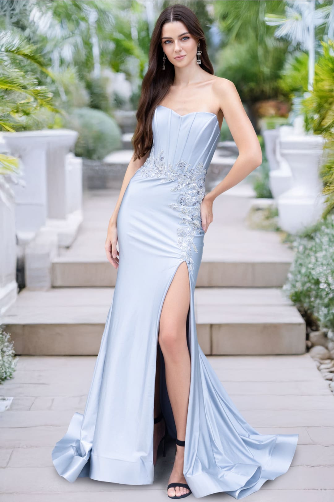 Formal Dress Strapless Sequin Sheath Prom Gown By Amelia Couture 7057