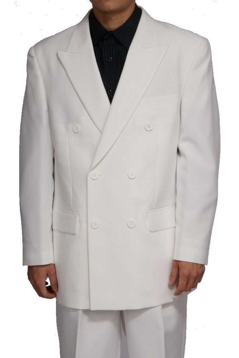 White Poplin Double Breasted Suit for Men