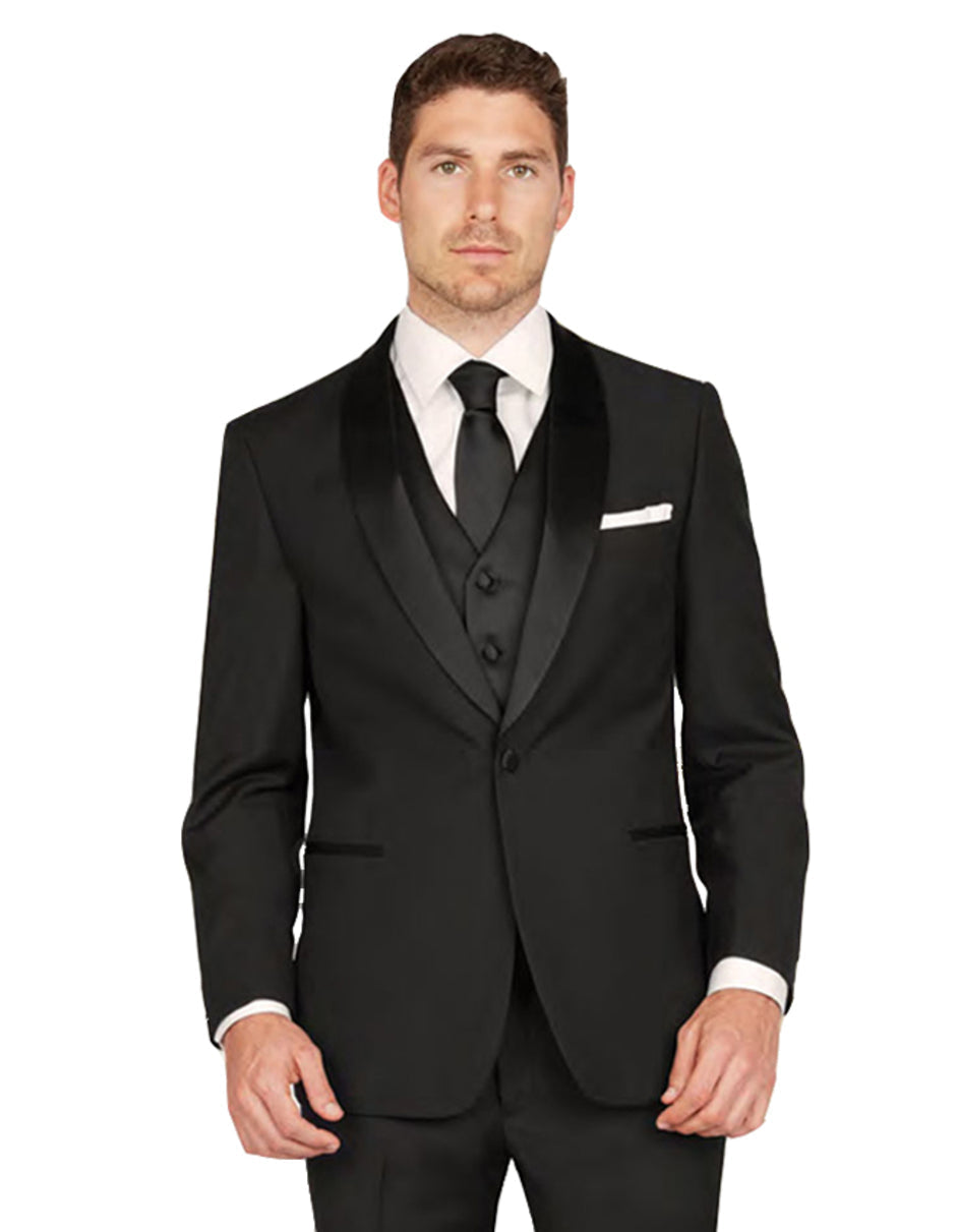 Slim Shawl Lapel Black Tuxedo with Vest