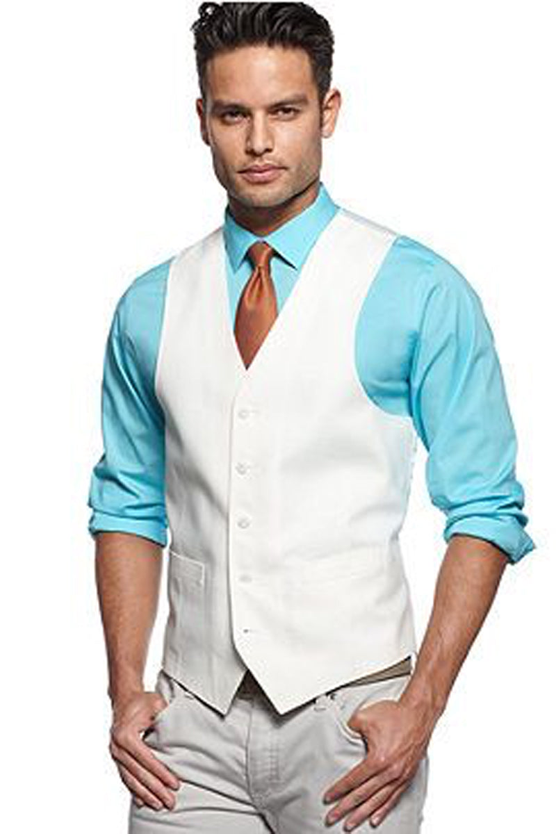 Classic White 5 Button Suit Vest for Men