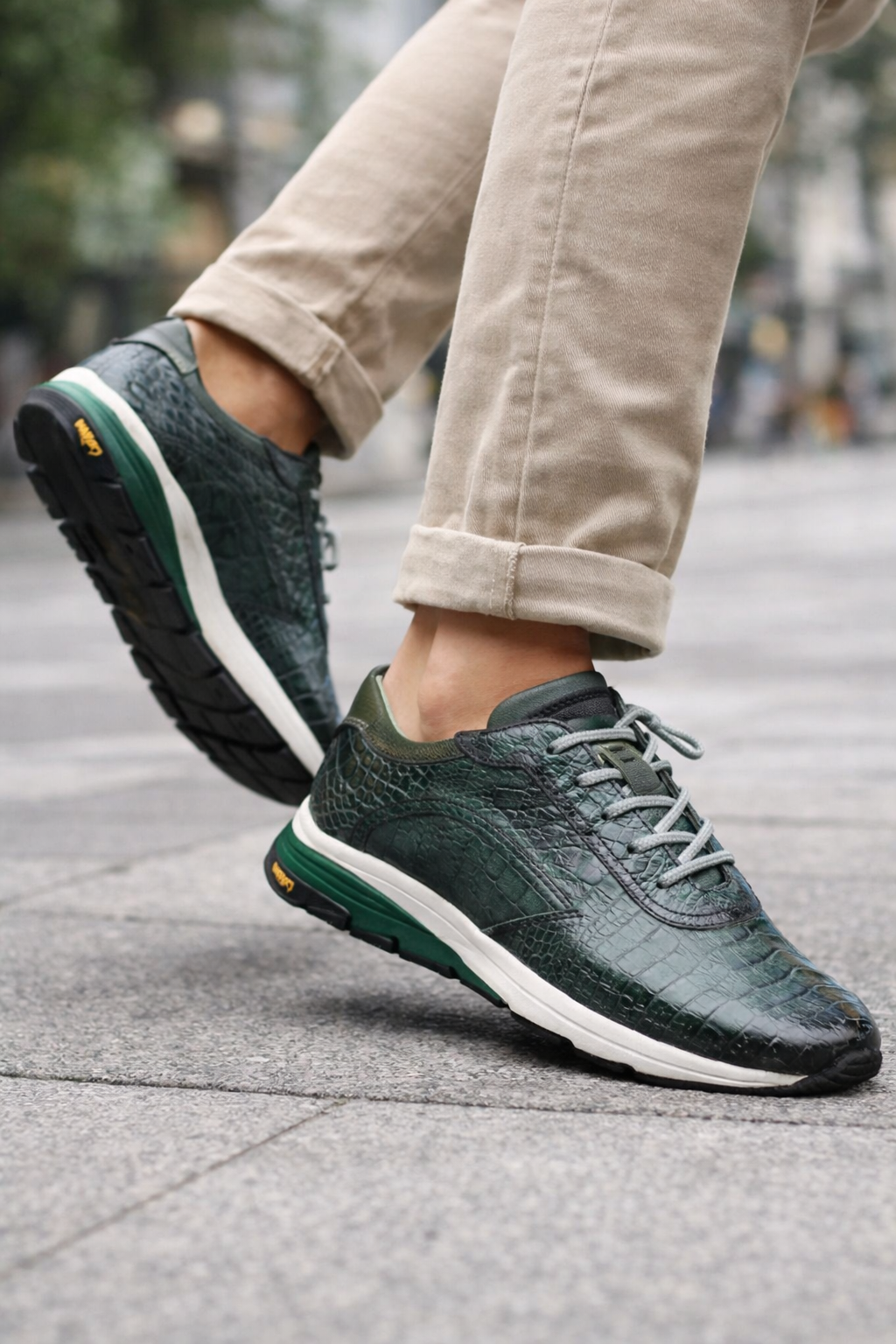 Men's Quevedo Green Crocodile Sneaker by Mezlan