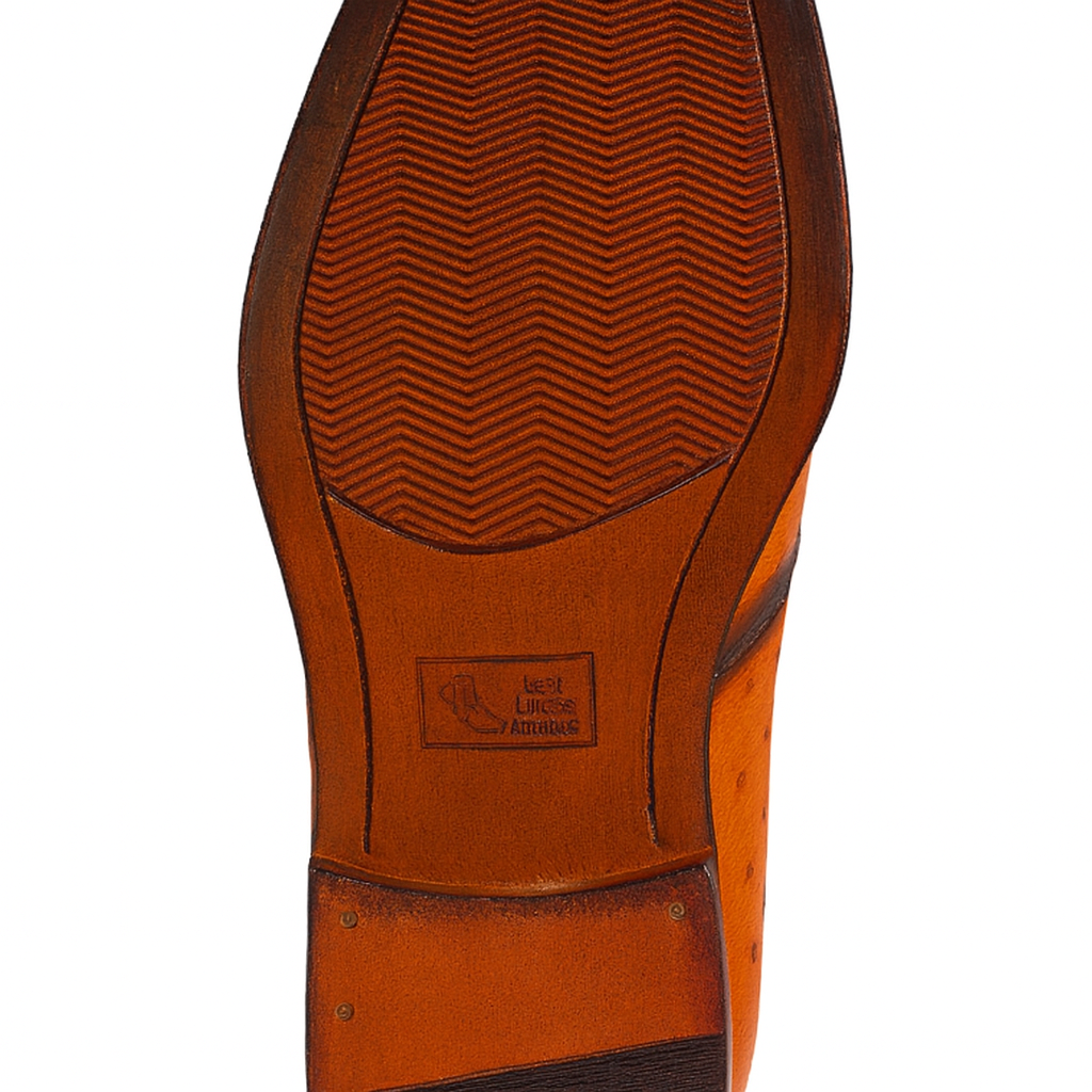 Handmade Faded Cognac Men's Vestigium Boots Genuine Ostrich Chelsea Boots