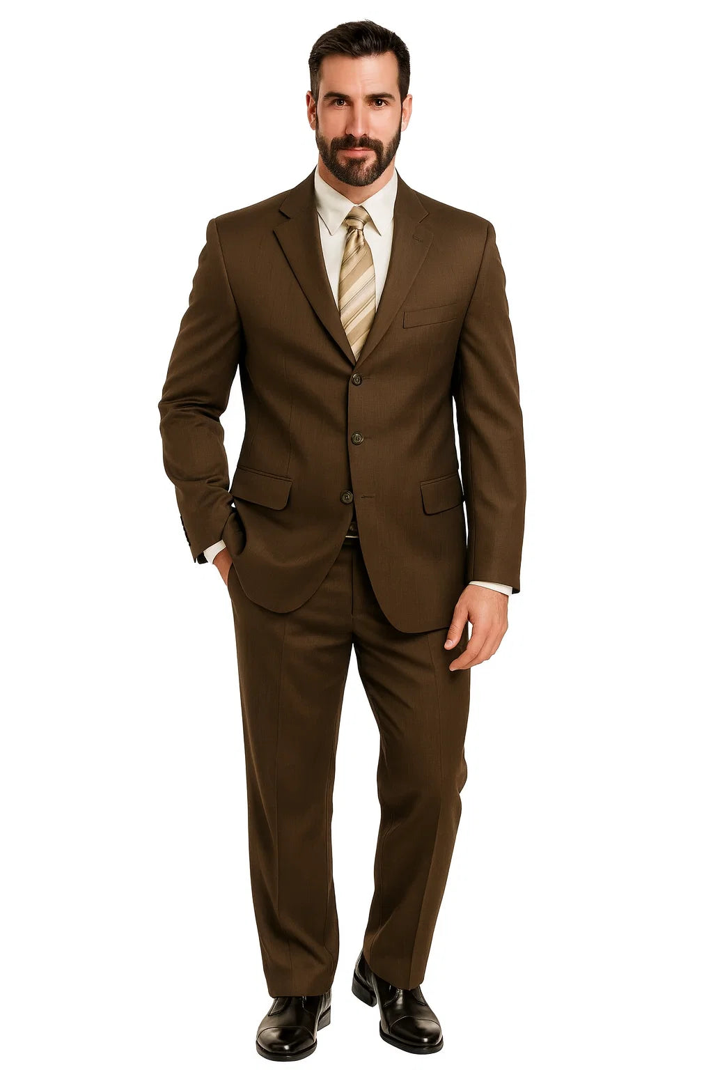 Gianni Brown Super 120's Cheap Priced Business Suits Clearance Sale Available in 2 or Three ~ 3 Buttons Style Regular Classic Cut