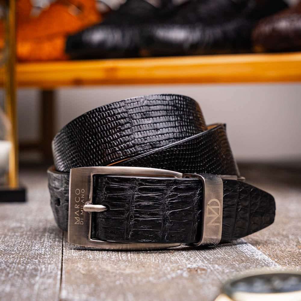Marco Di Milano Giovanni Belt Black Leather Loafer