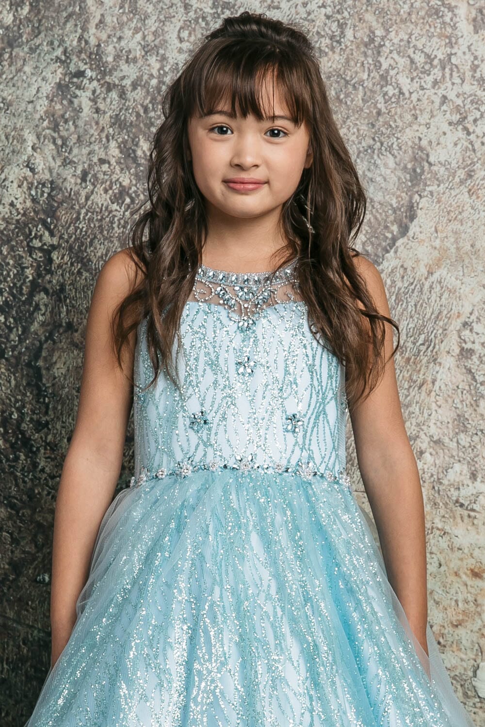 Girls Beaded Sleeveless Glitter Gown by Bella Princess C334