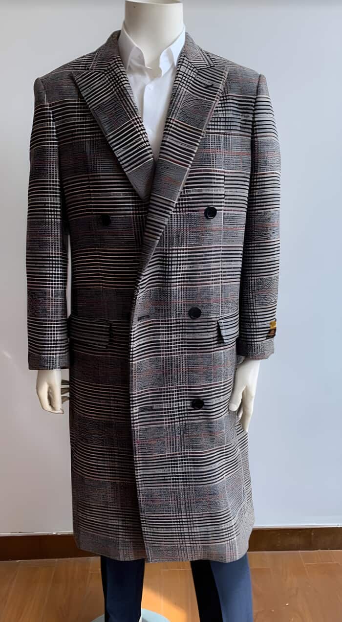 Glain Plaid Double Breasted Wool Overcoat
