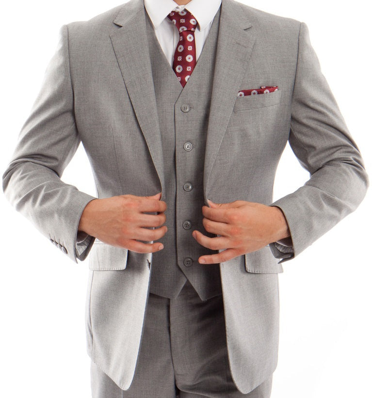 Arezzo Modern Fit 3 Piece Wool Suit - Gray
