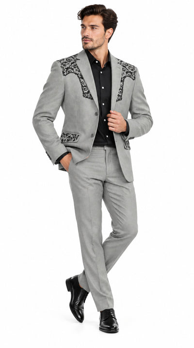 Mens SUEDE Cowboy Blazer Ultra Slim Fit LAM-516 in Color Gray