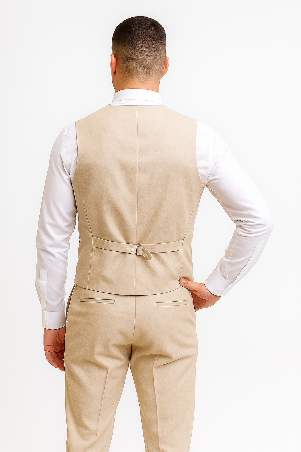 Groomsmen Linen Vest & Pants Set (No Jacket) Natural Sand Tan or Cream or White or Light Grey or Navy blue