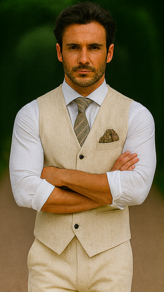 Groomsmen Summer Beach Prom Beige Vest and Pants Set