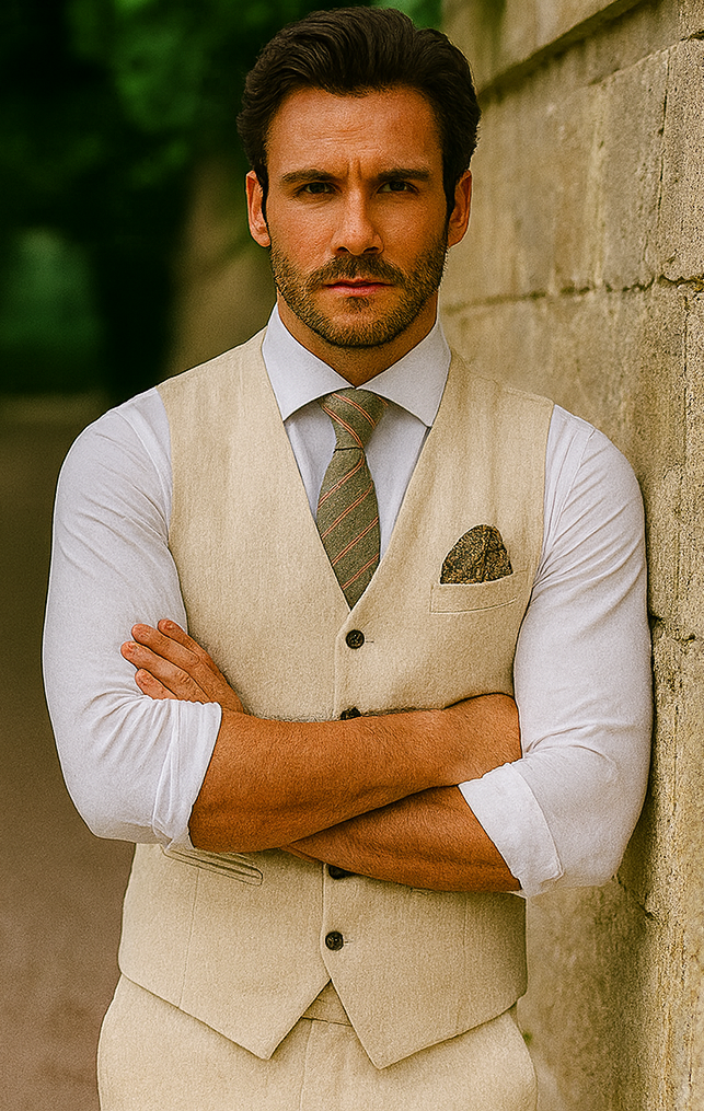 Groomsmen Summer Beach Prom Beige Vest and Pants Set