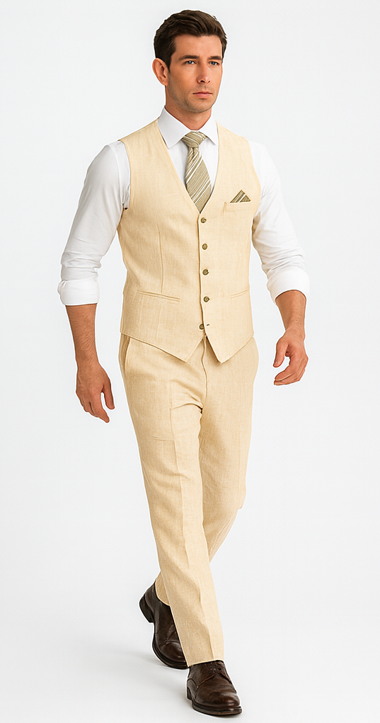 Groomsmen Summer Beach Prom Champagne Vest and Pants Set