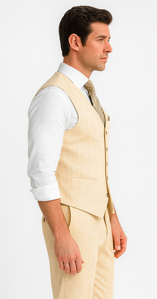 Groomsmen Summer Beach Prom Champagne Vest and Pants Set