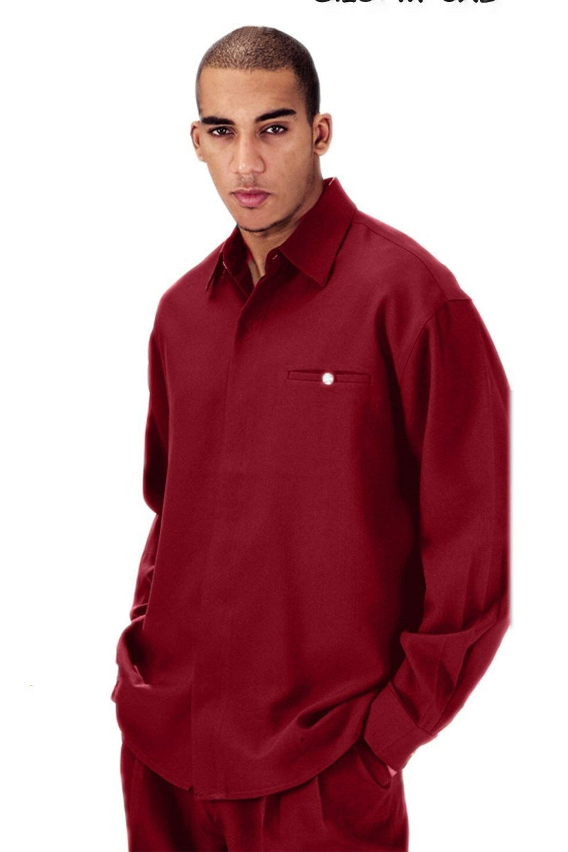 Men's Burgundy French Front Leisure Set