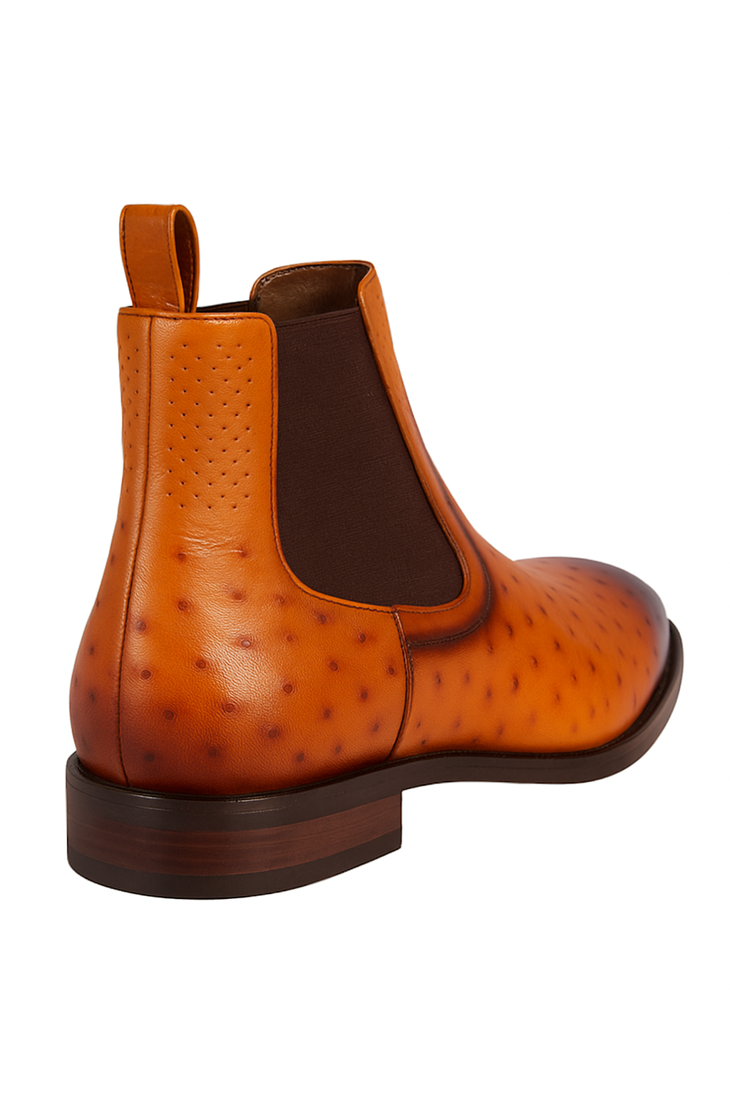 Handmade Faded Cognac Men's Vestigium Boots Genuine Ostrich Chelsea Boots