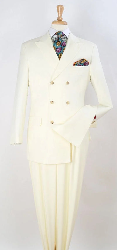 Apollo King Men's 2pc Double Breasted Suit Wide Peak Lapel