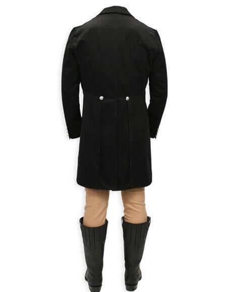 High Fashion Black With Velvet Trim Regency Tailcoat
