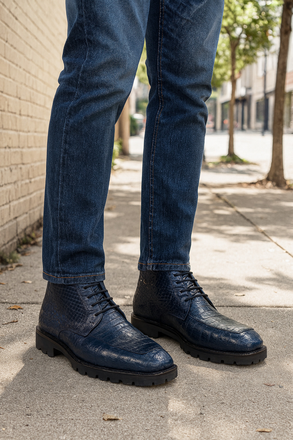 High Top Gator Skin Shoe –Navy Blue