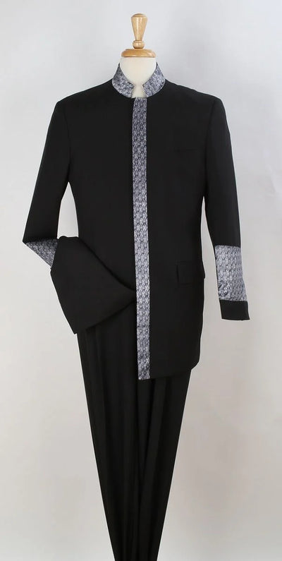 Apollo King Men's 2 Piece Nehru Style Suit Pastor Church Suit