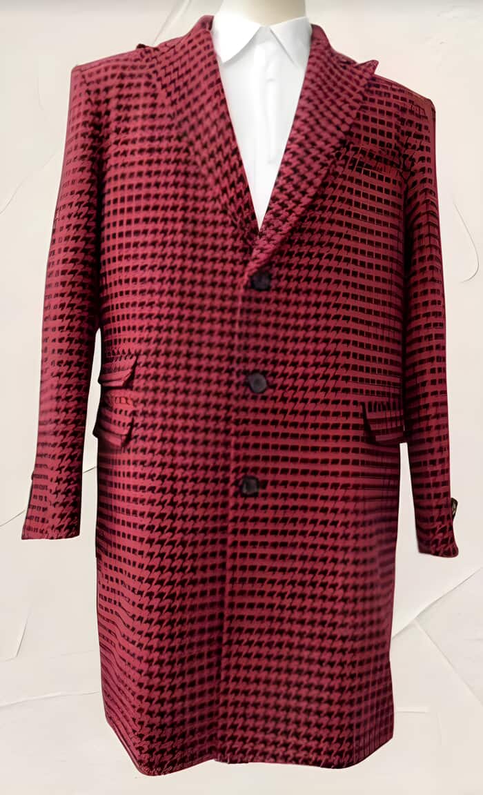 Houndstooth Checker Car Coat Red