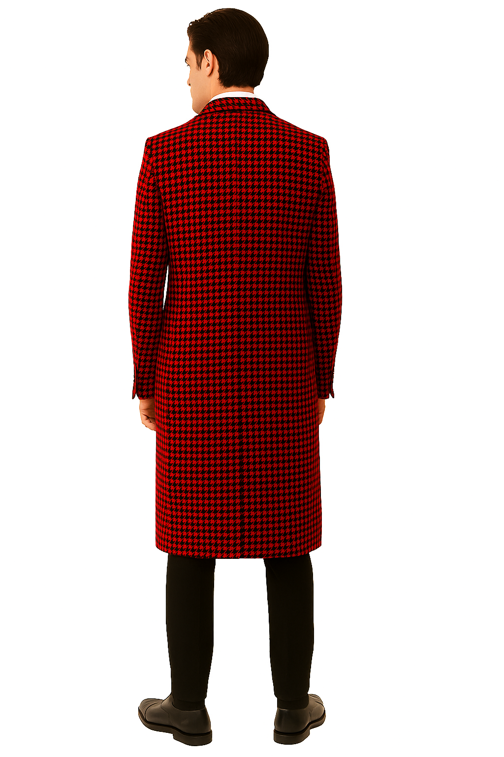 Houndstooth Checker Car Coat Red