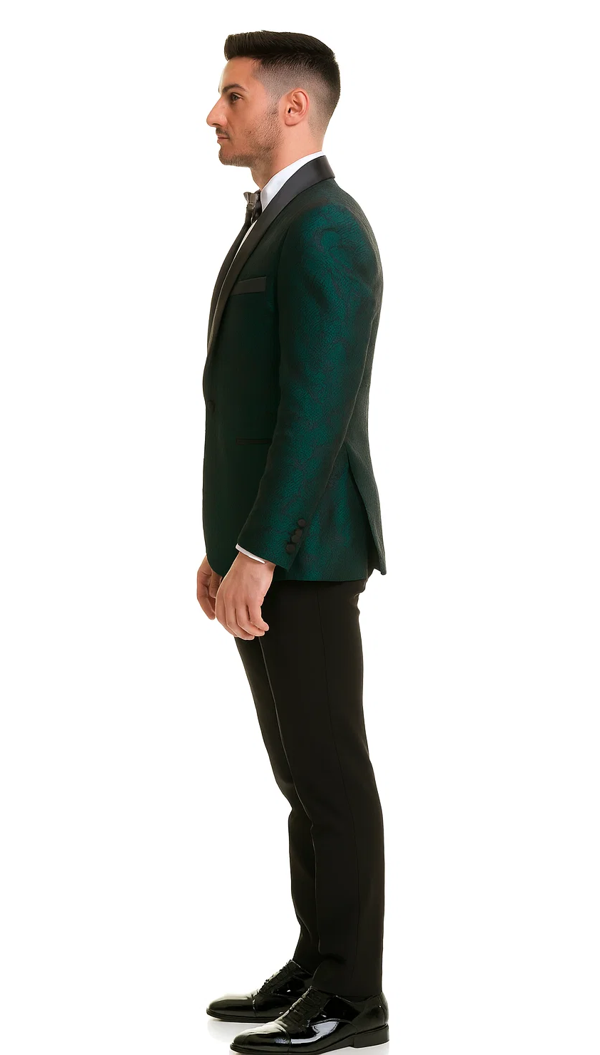 Hunter Green Floral Tuxedo with Shawl Lapel – 4 Piece Slim Fit Set