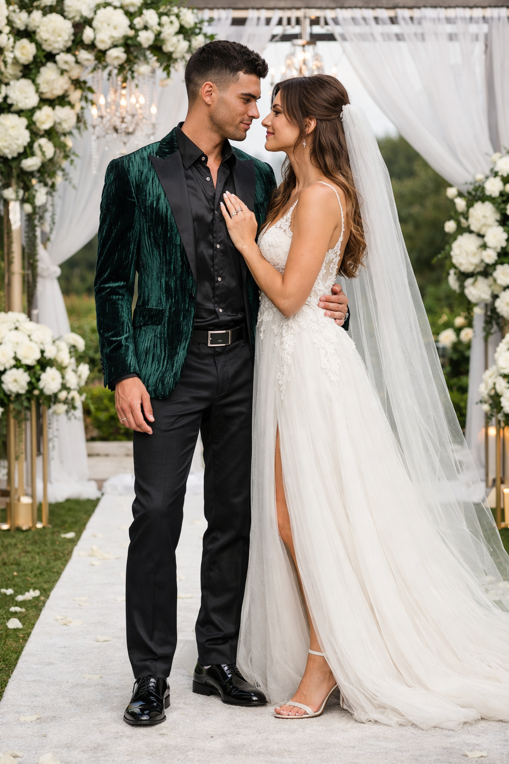 Hunter Green Pattern Tuxedo Jacket with Peak Lapel – Wedding & Prom