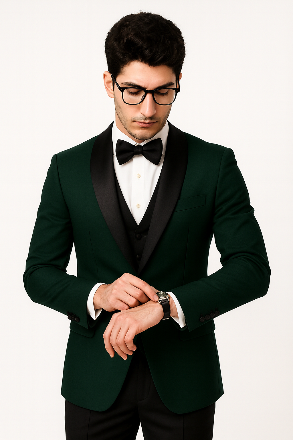 Hunter Green Tuxedo Plus Black Pants and Black Vest - Wedding and Prom Tuxedo Suit