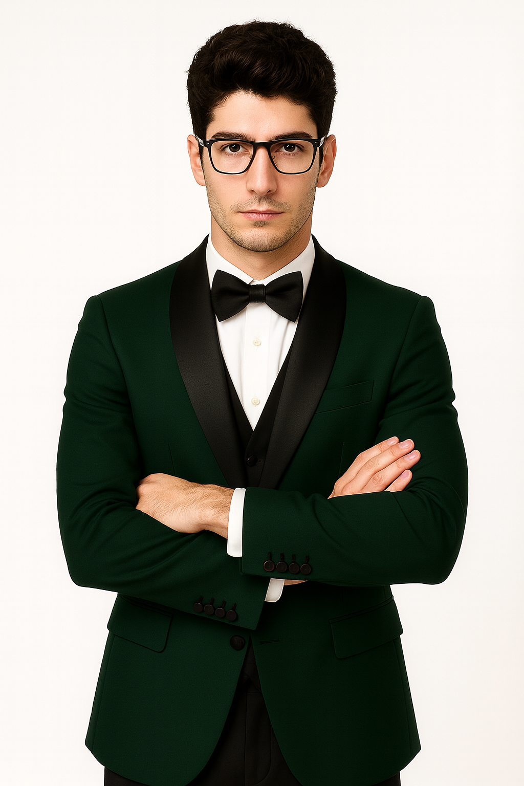 Hunter Green Tuxedo Plus Black Pants and Black Vest - Wedding and Prom Tuxedo Suit
