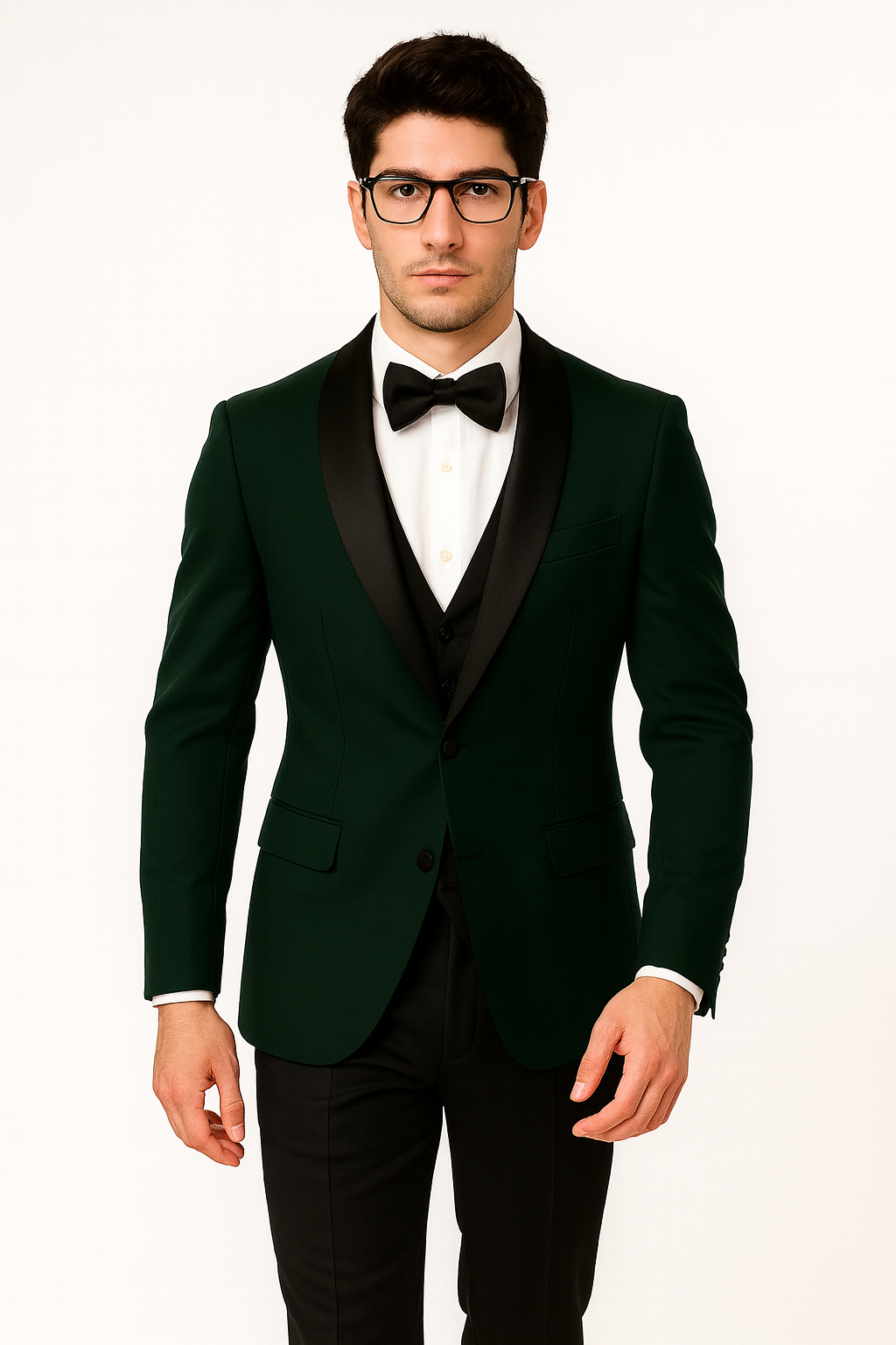Hunter Green Tuxedo Plus Black Pants and Black Vest - Wedding and Prom Tuxedo Suit
