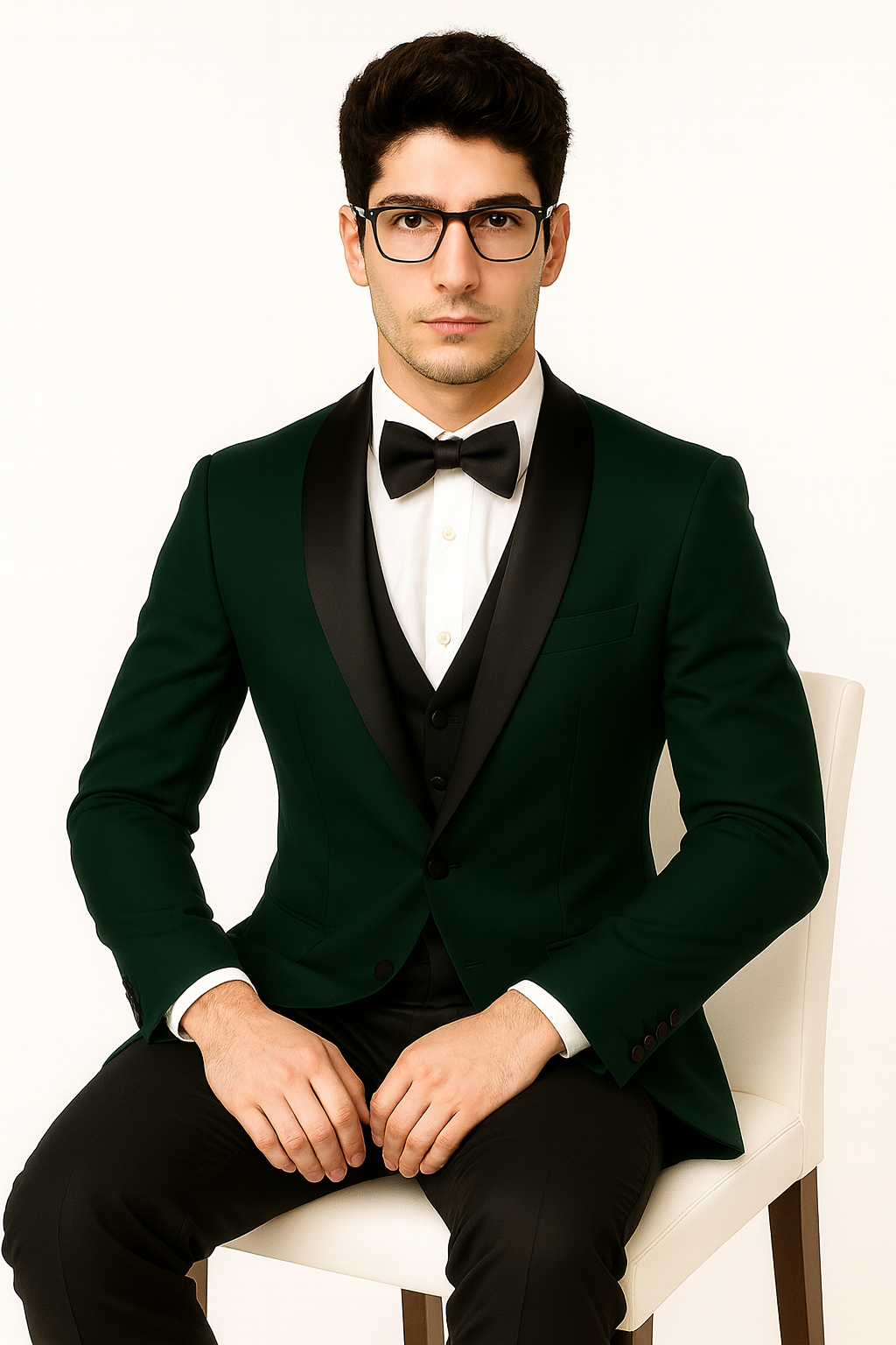 Hunter Green Tuxedo Plus Black Pants and Black Vest - Wedding and Prom Tuxedo Suit