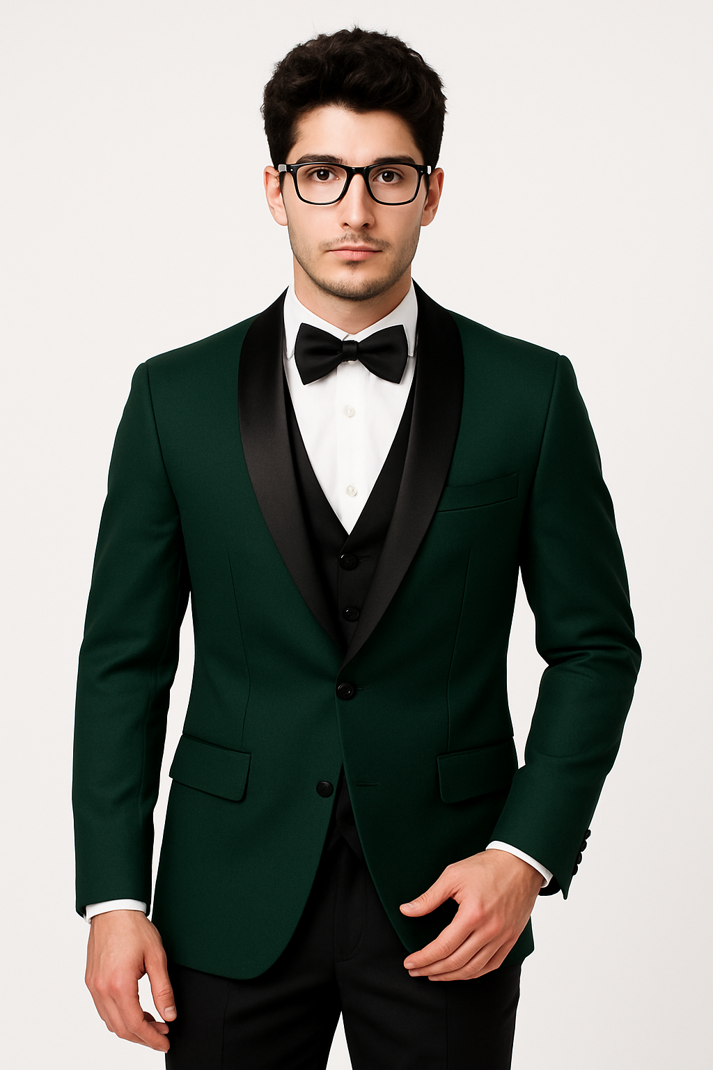 Hunter Green Tuxedo Plus Black Pants and Black Vest - Wedding and Prom Tuxedo Suit