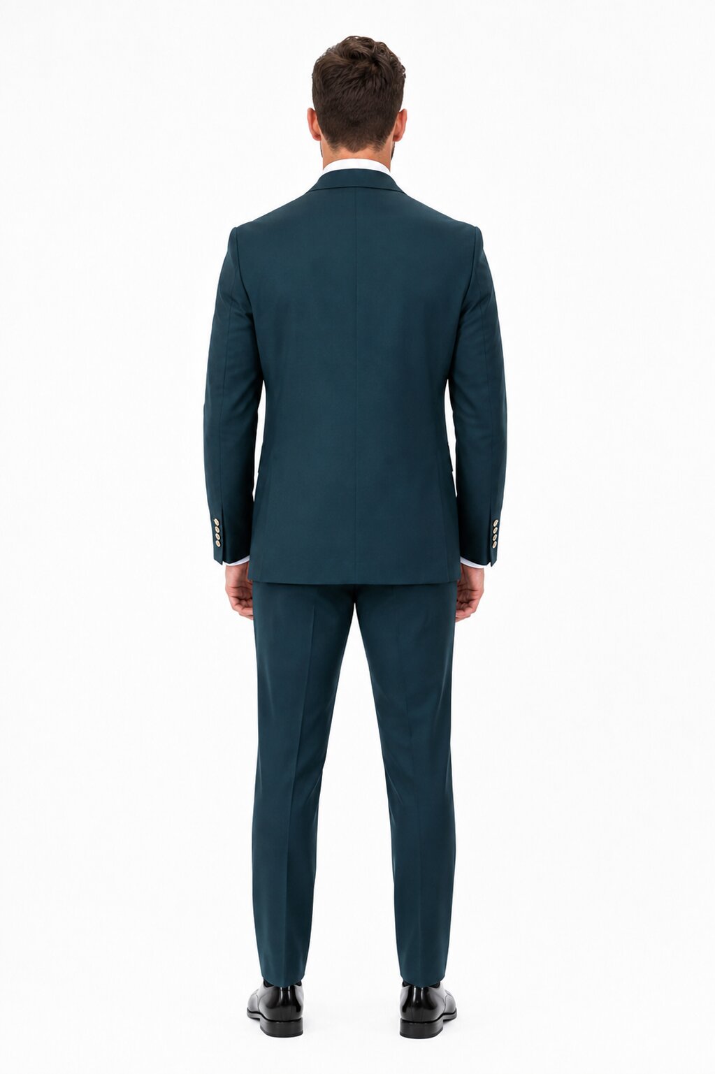Men's Hunter Statement Ticket Pocket Peak Lapel Wool Double Breasted Vest Suit with Silver Buttons – Modern Fit