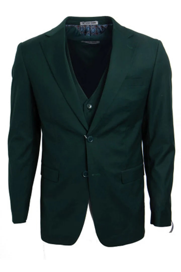 Stacy Adams Hunter Green Vested Suit - 2 Button