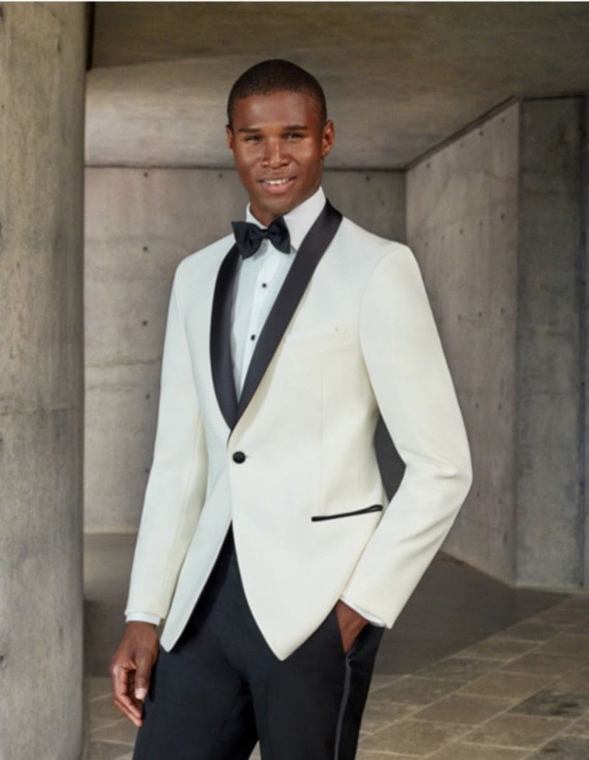 Designer Ivory & Black Shawl Dinner Jacket