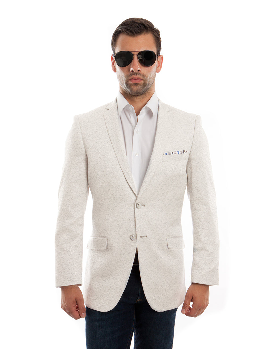 Ivory Shiny Sparkle Slim Blazer for Men