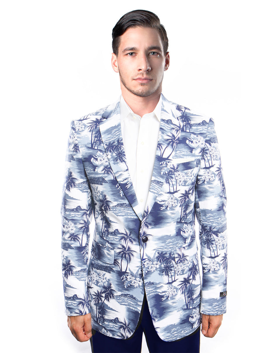 Blue Tropical Print Blazer - Empire