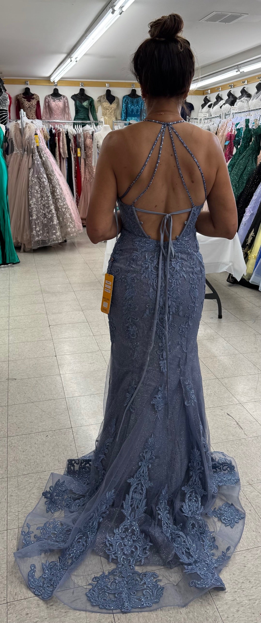 Sleeveless Glitter Mermaid Gala Gown