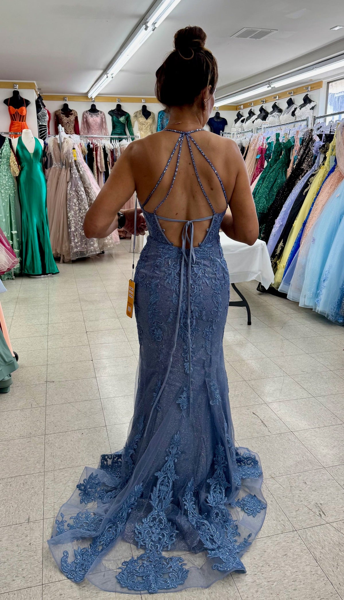 Sleeveless Glitter Mermaid Gala Gown