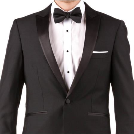 Slim Fit Tuxedo - Men's Slim Fit Suit Men's Black 100% Super 140s Merino Suit main image 0