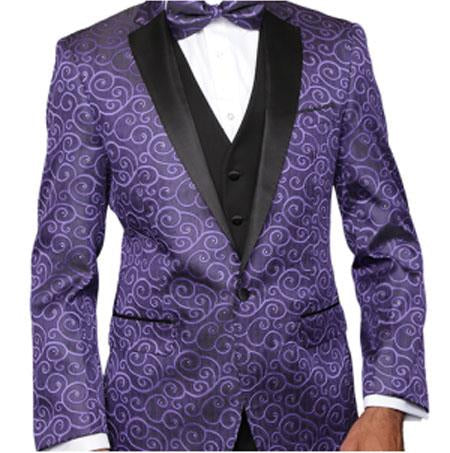 Paisley-200VP  Gold Two Toned Paisley Blazer or Tuxedo Suit Vest + Pants Vested + Black Lapel Blazer Looking main image 0