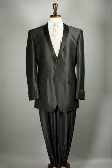 Men's Shiny Flashy Sharkskin Black Suit 2 Buttons Style Tuxedo Suit Sateen Lapel Available